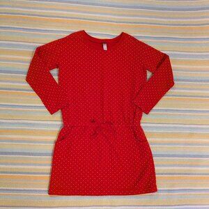 ⭐ Girl's Tea Collection red polka dot terry drawstring dress size 8